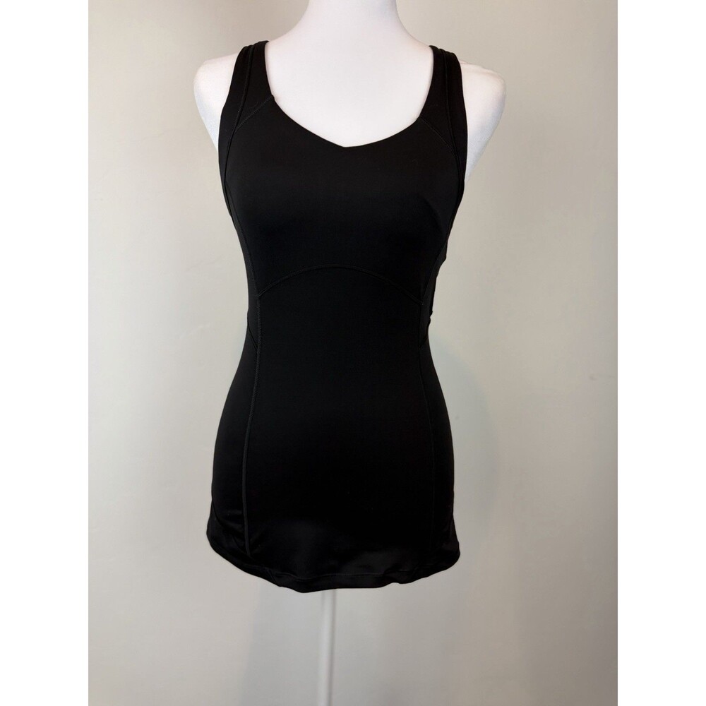 Lululemon Black Built In Bra Tank Top Size 4 Cross Back Yoga Workout